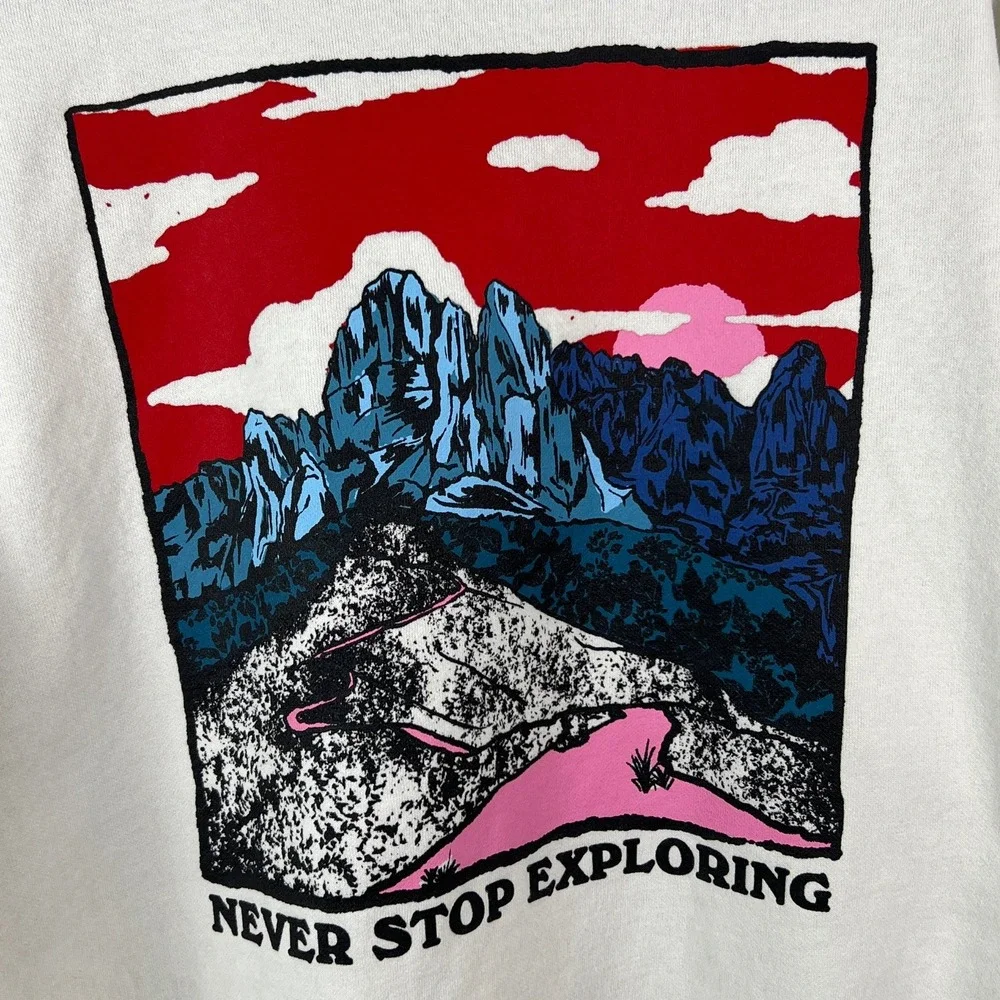 The North Face Hoodie Men's XL White Never Stop Exploring Graphic Gorpcore